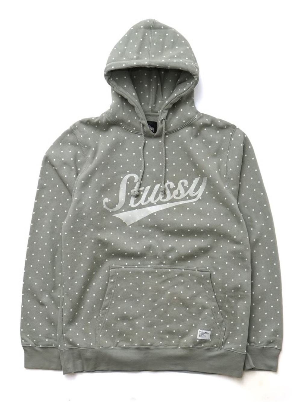 Stussy Vintage Polka Dot Grey & White Hoodie L y2k